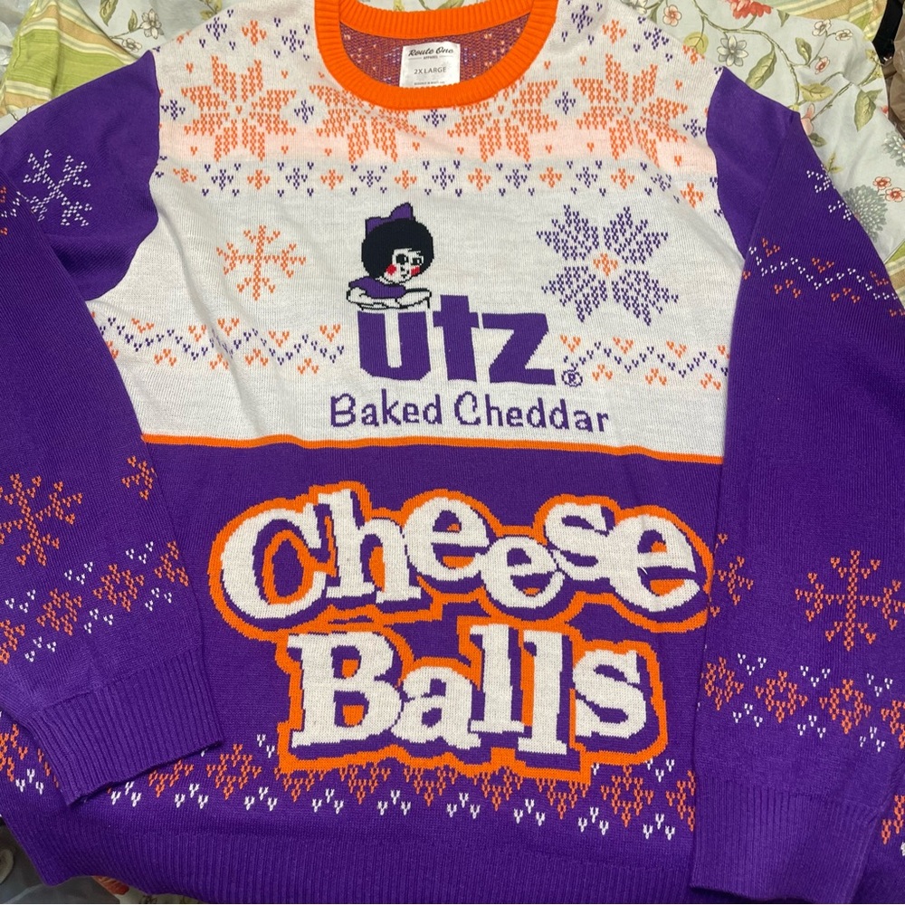 Utz Cheese Balls Ugly Christmas Sweater